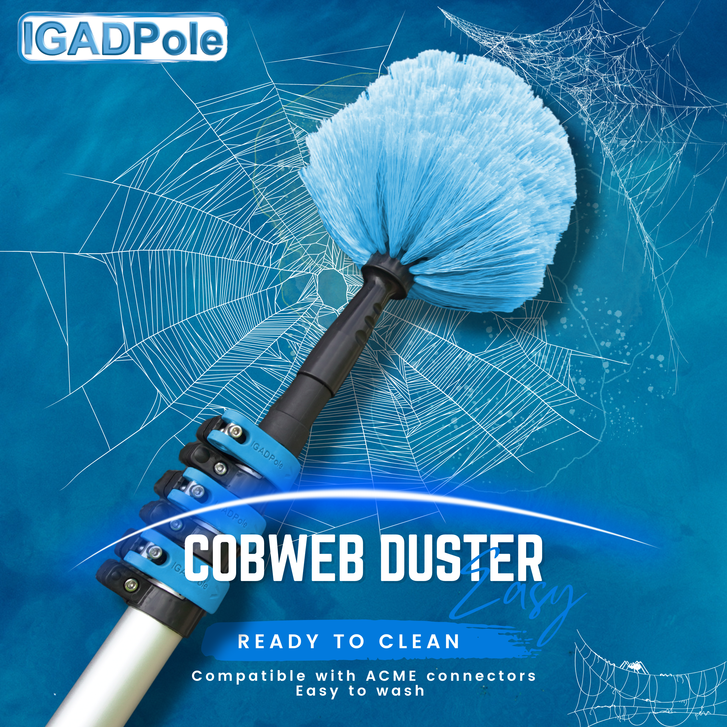 IGADPole 30ft (9m) Washing Kit: Water-fed Brush Soap Dispenser and hose tap