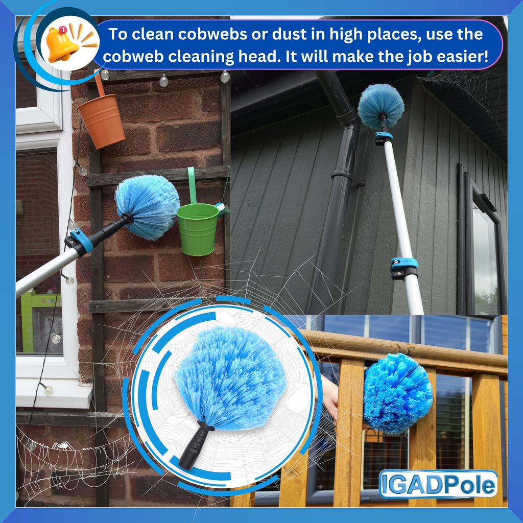 IGADPole 30 FT (9m) Window Cleaning Kit, Window Washing Cleaner Equipment Kit – Squeegee, Scrubber, Soap Dispenser & Water Brush Cleaner Tool with Extension Pole for Household & Outdoor