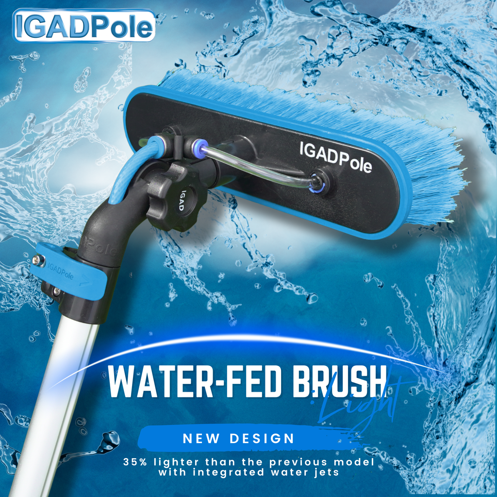 IGADPole 28ft(8.8m) Washing Kit: Water-fed Brush, Cobweb Duster and 10”(25cm) Squeegee and Soap Dispenser, Window Cleaning Pole, Water Fed Telescopic Brush, Window Cleaner Kit, Blue
